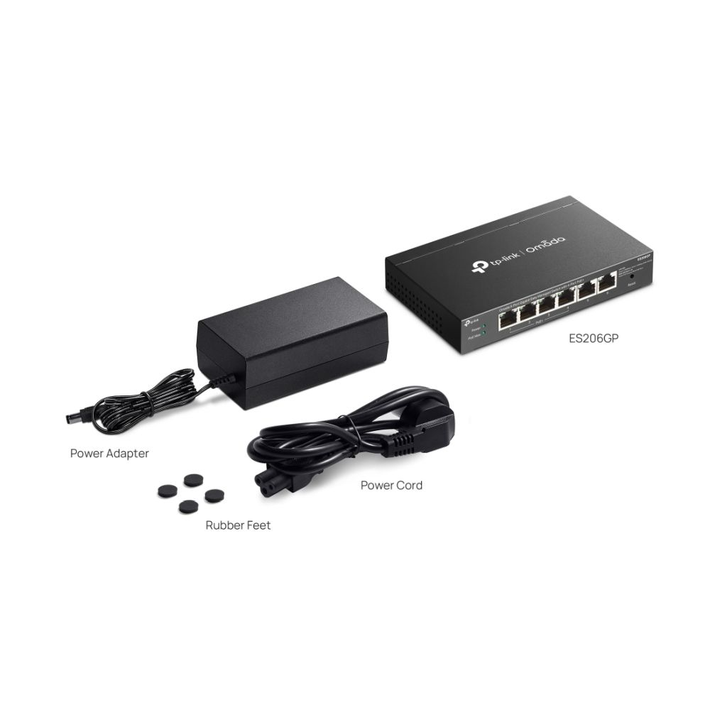 Omada 6-Port Gigabit Easy Managed Switch 4-Port PoE+ 6 x 10/100/10000Mbps RJ45