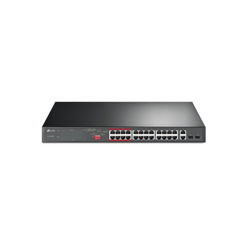 24-Port 10/100 Mbps + 2-Port Gigabit Rackmount Switch with 24-Port PoE+