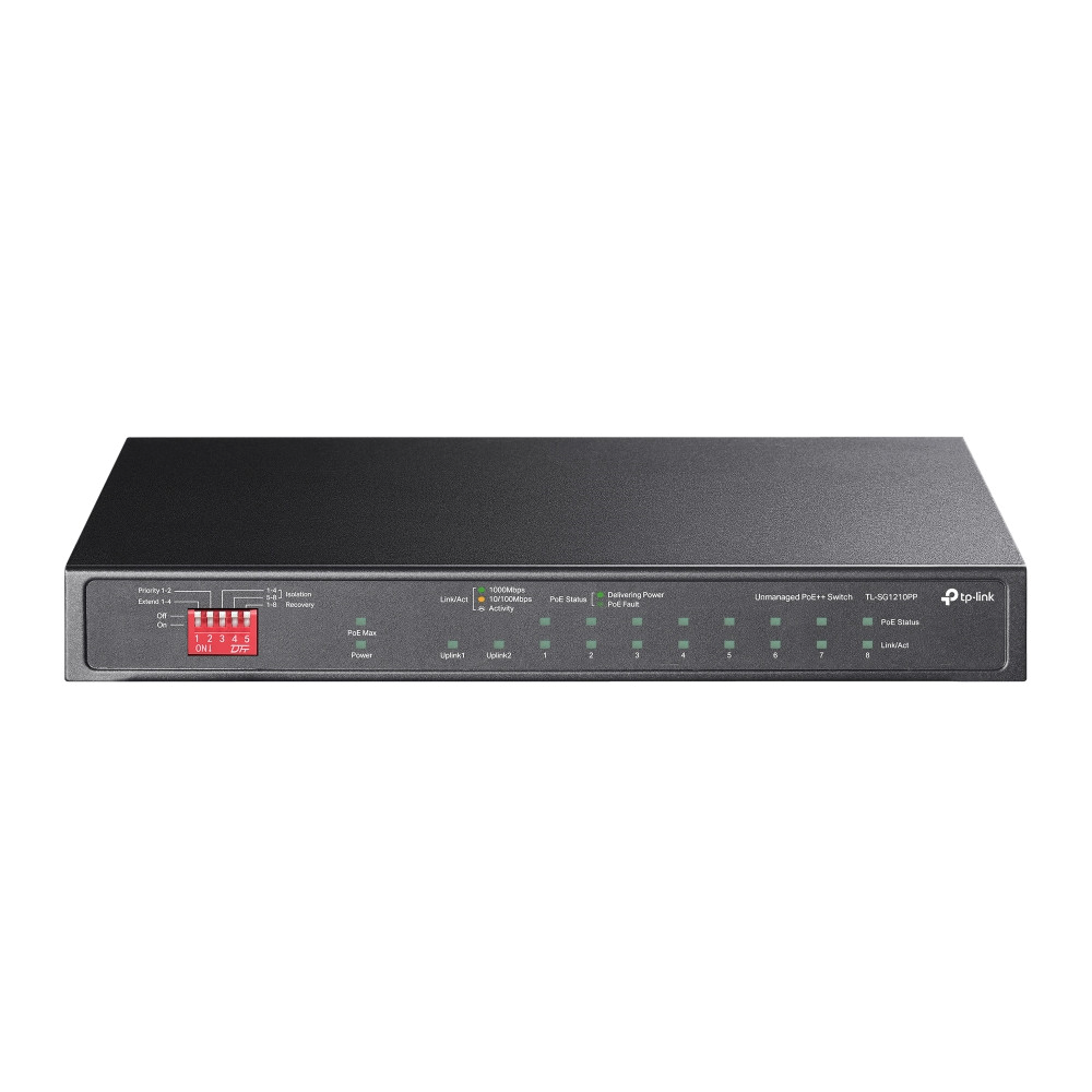 10-Port Gigabit Desktop Switch with 6-Port PoE+ and 2-Port PoE++
